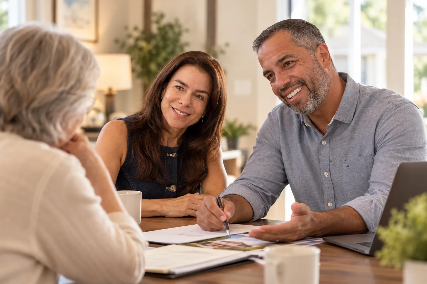 Nuestro equipo escuchando a una propietaria durante una conversación en su casa